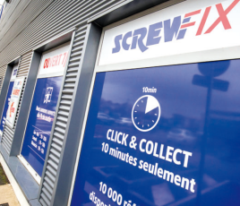 Façade d'un Screwfix - Version click & collect.