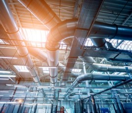 réseau gaines conduits ventilation air intérieur usine bâtiment