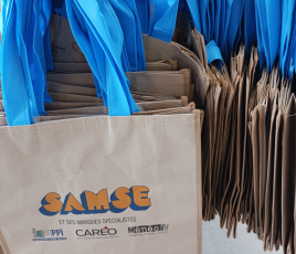 Salon Samse 2024, sacs en tissu recyclé.
