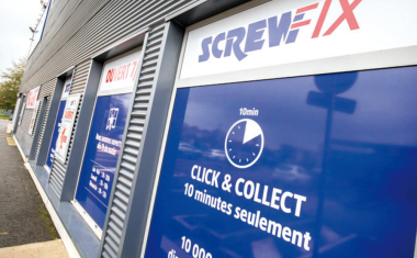 Façade d'un Screwfix - Version click & collect.