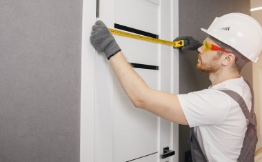 Installation d'une porte d'entrée Lorénove par un poseur professionnel.