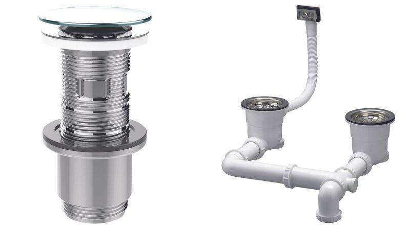 la bonde universelle CUT & CLICK et la bonde avec siphon intégré SIPHONETTE