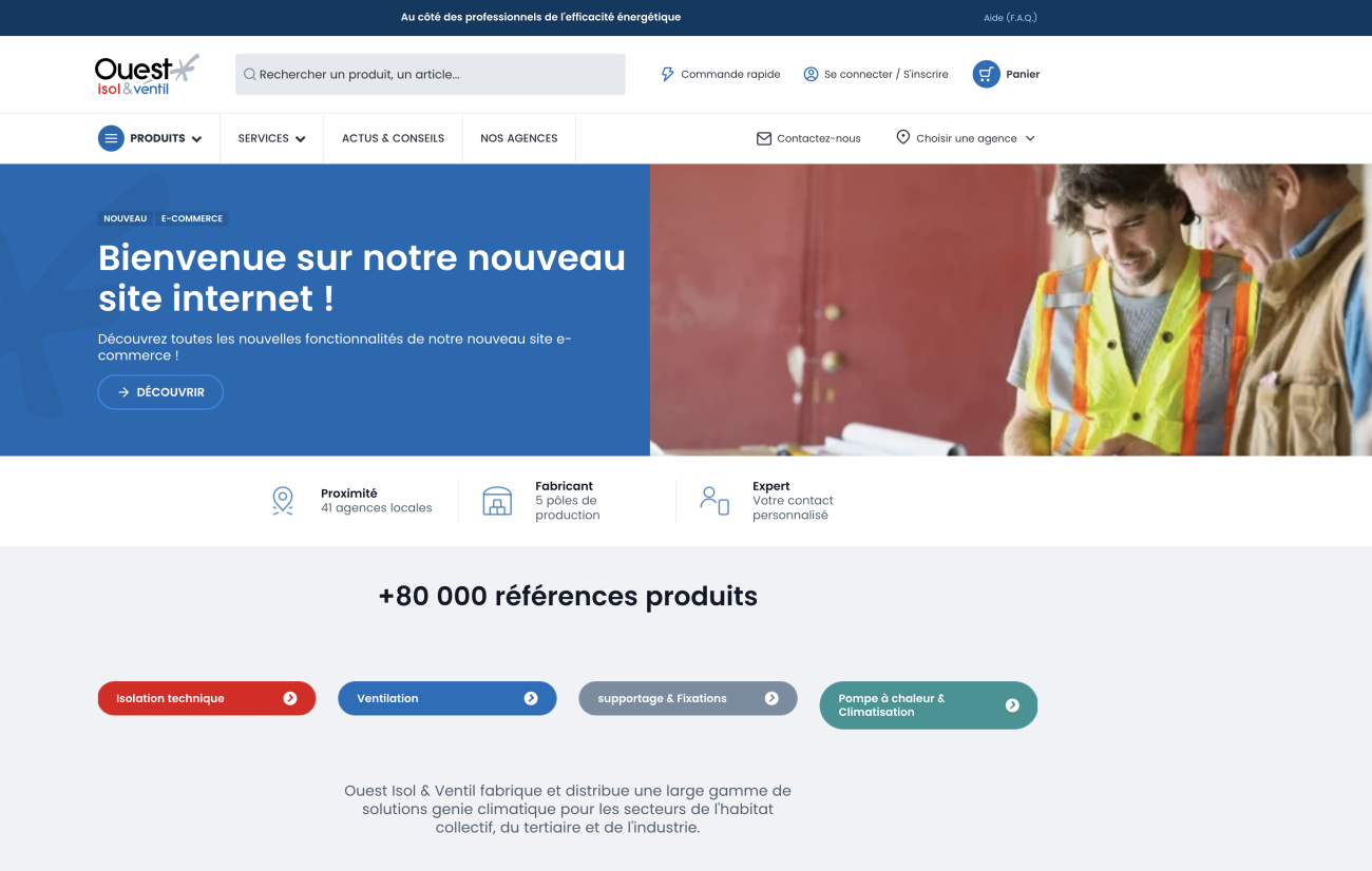 Nouveau site web et e-shop d'Ouest Isol & Ventil.